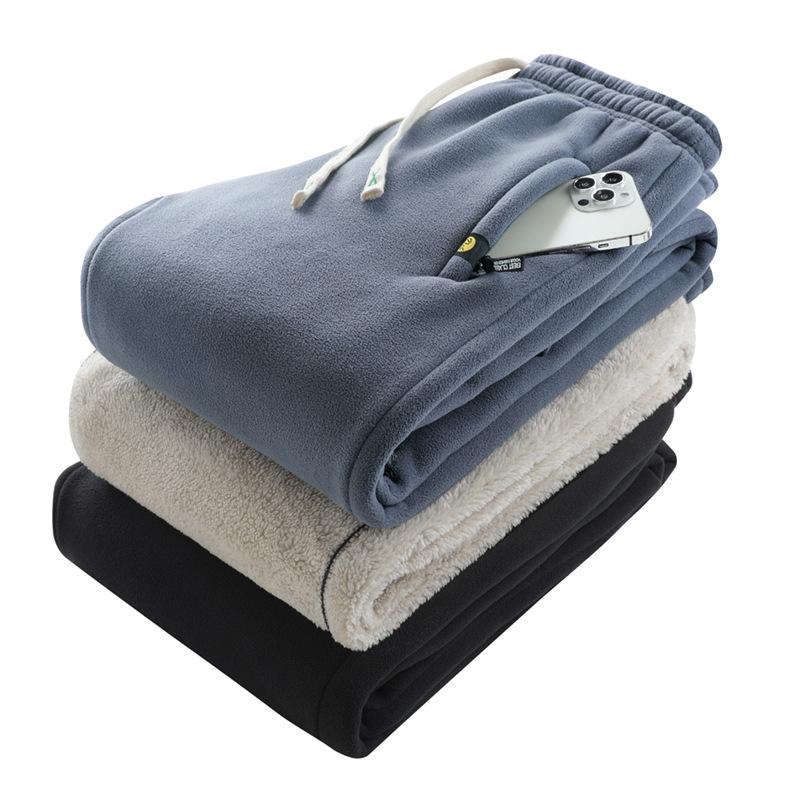 Мужские зимние брюки на флисовой подкладке, тяжелые теплые спортивные штаны на подкладке из шерпы, брюки для бега с карманами для мужских толстых брюк большого размера