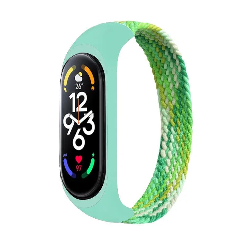 Браслет для Xiaomi Mi band 6 7 Ремешок Нейлоновый плетеный solo loop pulseira браслет Miband5 Ремешок на запястье ремешок Mi band 5 4 3 6 correa