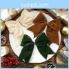 Plush Christmas Tree Bow Decor With Solid Color Design For Holiday Pack 12 Of