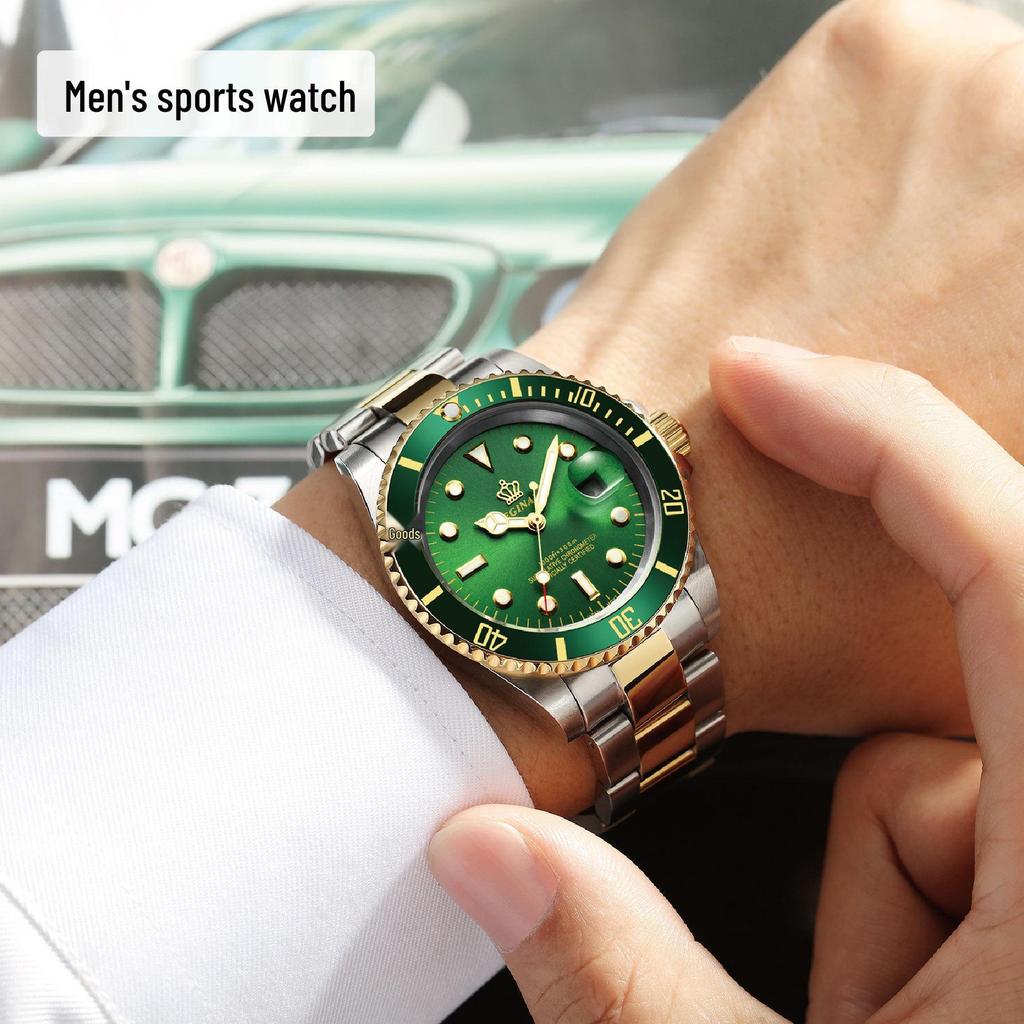 Мужские зеленые часы Submariner Date из нержавеющей стали – Высококлассный минимализм, Водонепроницаемые, Вращающийся безель, Спортивный дизайн для студентов