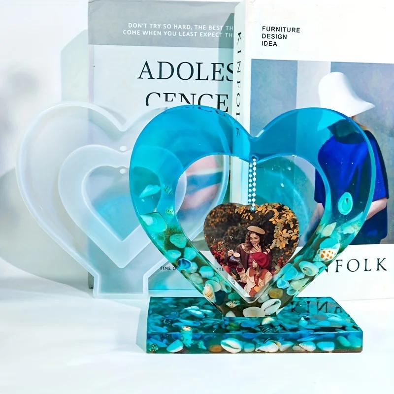 1set-Resin Photo Frame Molds Set Heart Shape Silicone Mold for DIY Casting Epoxy Mould Crafts for Table Home Decor