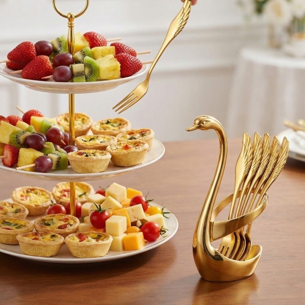 Stainless Steel Cutlery Holder Racks Elegant Fork Spoon Organiser Swan Cutlery Set Hotel