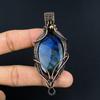Украшения из лабрадорита с синим отблеском, кулон, обернутый медной проволокой 999 пробы, украшения из драгоценных камней ручной работы, подарки для жены, совершенно новый кулон