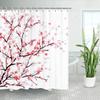 Pink Cherry Blossom Peach Blossoms Shower Curtain Set Flowers White Background Girl Bathroom Polyester Cloth Screen 12 With Hook