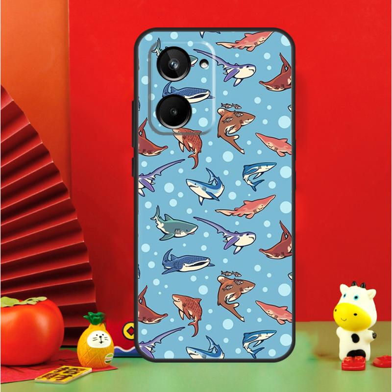 Мультяшная акула для Realme GT6 GT7 15 Pro 10 11 12 13 14 Pro Plus C65 C67 C63 C61 C55 C51 C53 C35 C75 Чехол