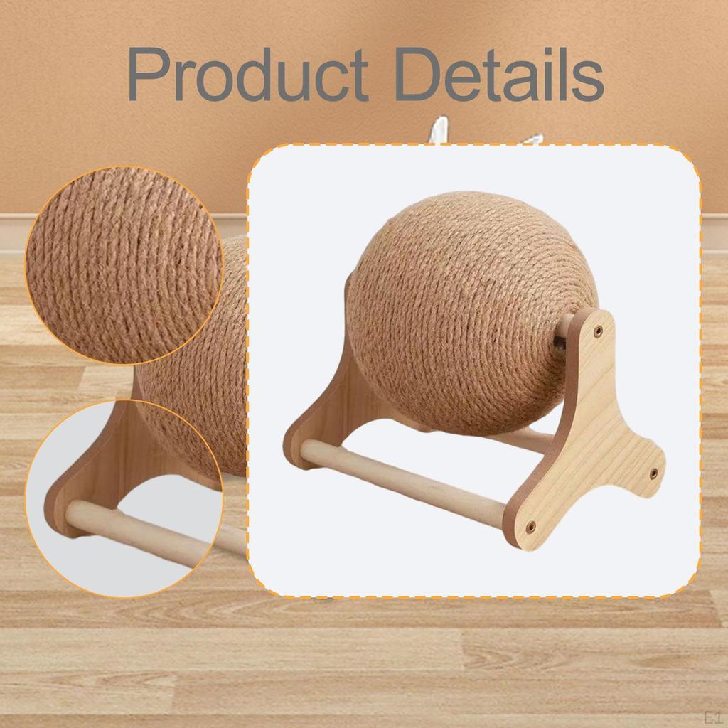 Cat Scratcher Ball Toy Sisal Wear Resistant Sturdy Pet Furniture Exercise with Stable Stand for