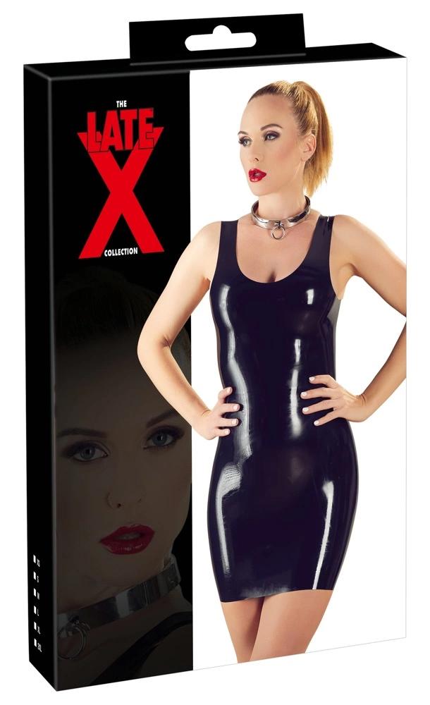 LATE X - Sexy Tight Latex Mini Dress Black 2XL