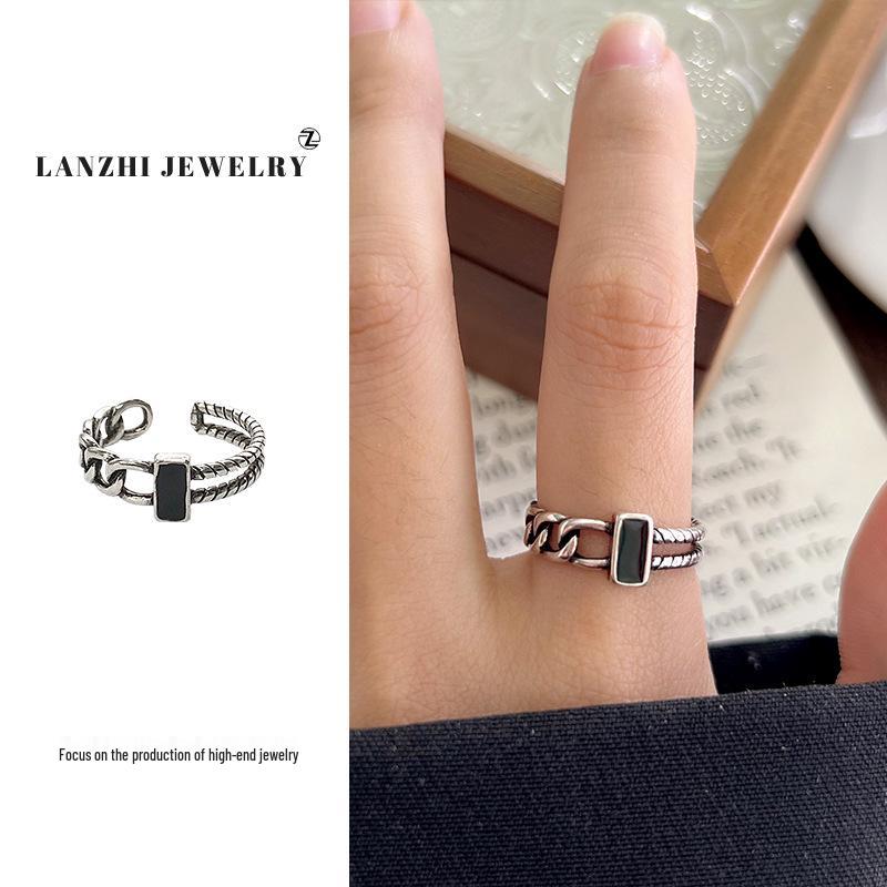 Тайское серебро Женское наборное кольцо - Серебро 925 пробы, Нишевый дизайн, Простые и универсальные украшения