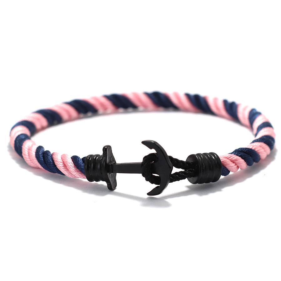 Простой мужской браслет с якорем, винтажный плетеный миланский канат, женский, в морском стиле, для кемпинга, студенческий, наручный, ювелирный подарок для него