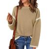 Women Sweater Elegant O-neck Long Sleeve Pollover Winter Patchwork Ladies Commuter Outwear