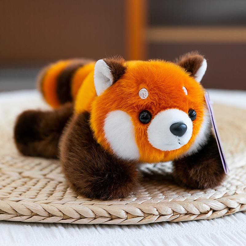 Adorable Three-Pose Animal Figurines: Plush Panda, Raccoon Doll, Desktop Companion