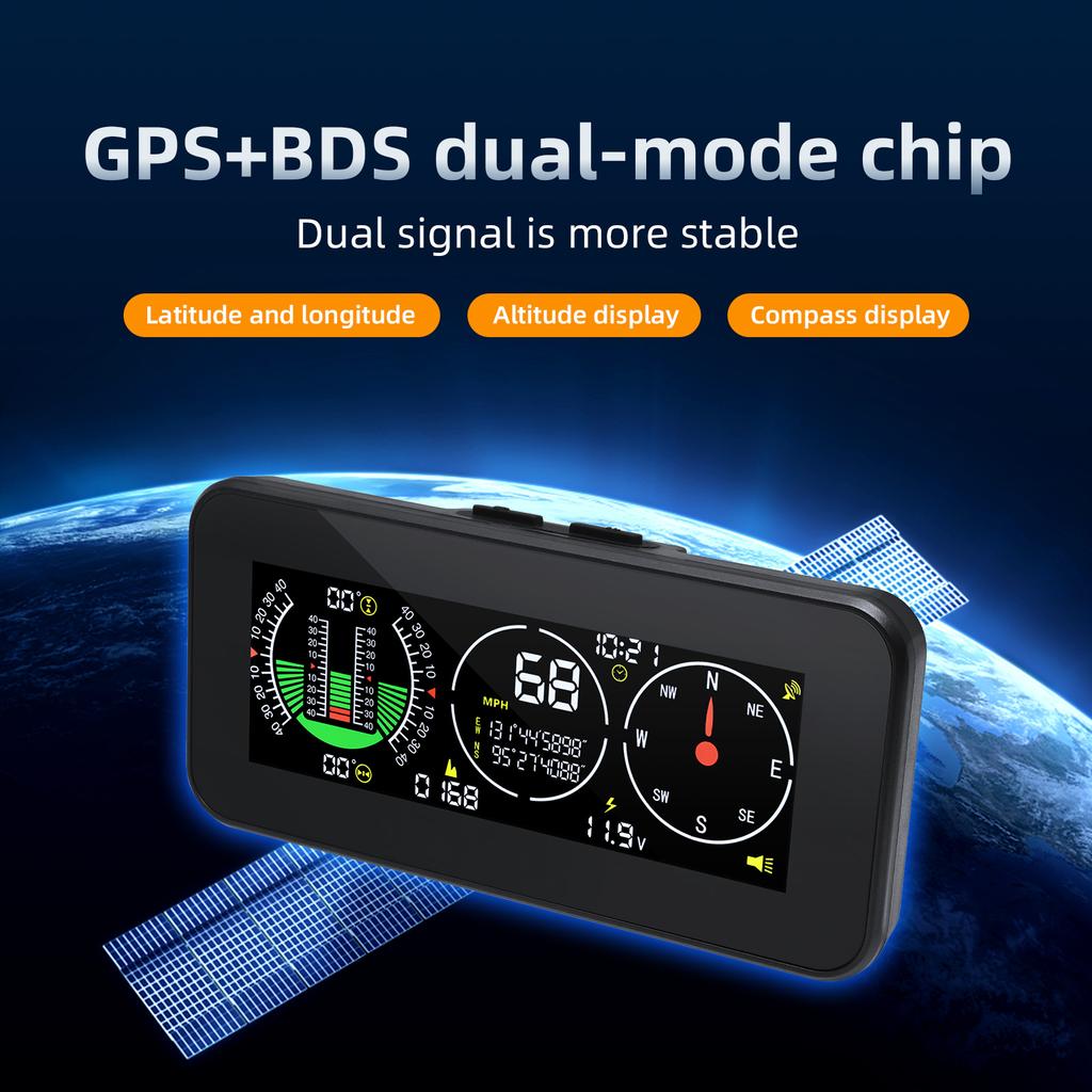 GPS M60 Universal Auto Head Up Display Gradient Meter with Cigarette 4x4 Inclinometer USB Plug G18 Windshield Slope Projector