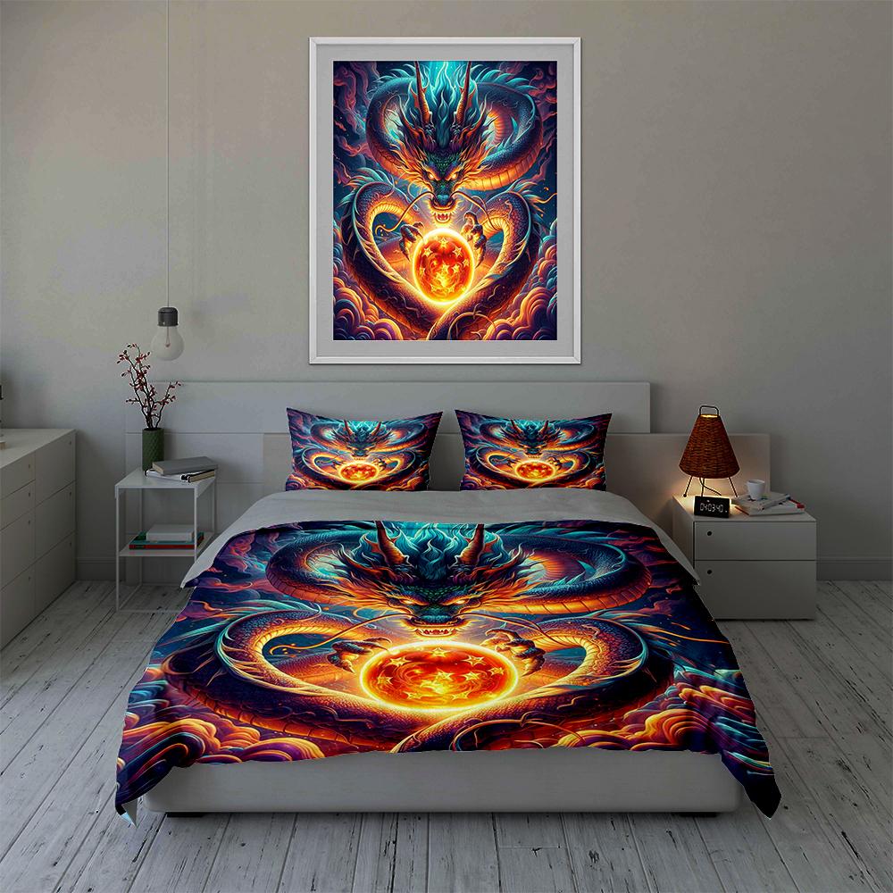 Fiery dragon motif. Bedding Duvet cover sets Duvet covers Pillowcases gifts (1 * Duvet Cover 2 * Pillowcases, without duvet insert)