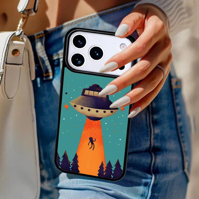 Sky aliens UFO astronauts lovely Phone Case For iPhone 17 Air 14 15 13 12 Max Cover For Apple 16e 11 Pro Max Plus Coque