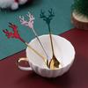 Tableware Christmas Deer Head Stainless Steel Coffee Scoops Tea Scoop Christmas Spoons Xmas Antlers
