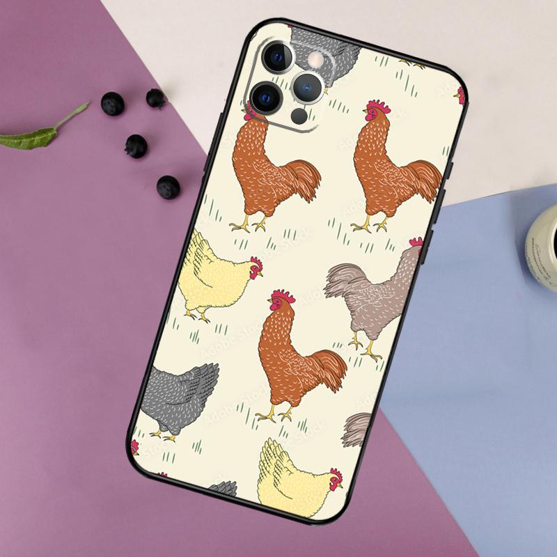 Chicken Pattern Phone Case For iPhone 17 16 15 14 11 12 13 Pro Max Plus 12 13 mini 16e 17 Air Bumper Cover
