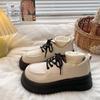 Big Toe Lace-up Small Leather Shoes for Women Spring New Retro British Style Platform Shoes All-Matching