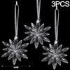 12/1pcs Crystal Snowflake Icicle Christmas Ornaments Xmas Tree Hanging Pendants Holiday New Year Party Transparent Decoration