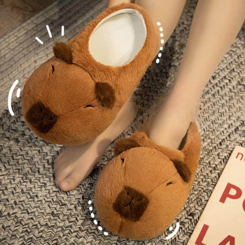 Kapibala Cartoon Soft Cute Capybara Cotton Slippers To Keep Warm In Autumn and Winter, All-inclusive Plush Couple Home Cotton Slippers