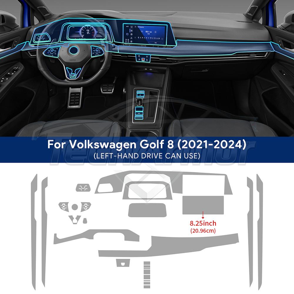 Car Interior TPU Protector Anti-scratch Film For VW Golf 8 21-24 Auto Protective Transparent Tear-resistant Sticker Accessories