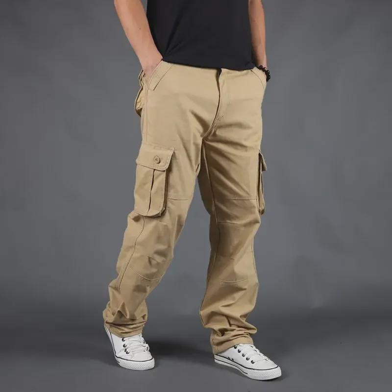 Men's Casual Spring Loose-Fit Outdoor Long Pants - Straight Fit, Large Sizes Available