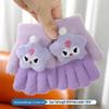 Kids' Winter Cartoon Plush Five-Finger Gloves - Warm, Anti-Freeze, for Boys & Girls, Medium To Large