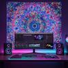 PRRPRR Blacklight Mandala Tapestry for Bedroom, UV Reactive Trippy Wall Tapestry, Bohemian Aesthetic Wall Art Decor for Adults Teens and