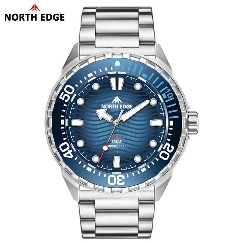 NORTH EDGE 2025 Новые часы для дайвинга TRITON на солнечной батарее Мужские роскошные кварцевые часы для мужчин Корпус из нержавеющей стали 316L Водонепроницаемость 300 м