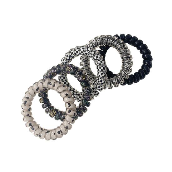5Pcs Small Spiral Hair Coils High Elastic Ponytail Holder Women Adjustable Phone Cord Hair Ties Versatile Scrunchie Hair Accessories