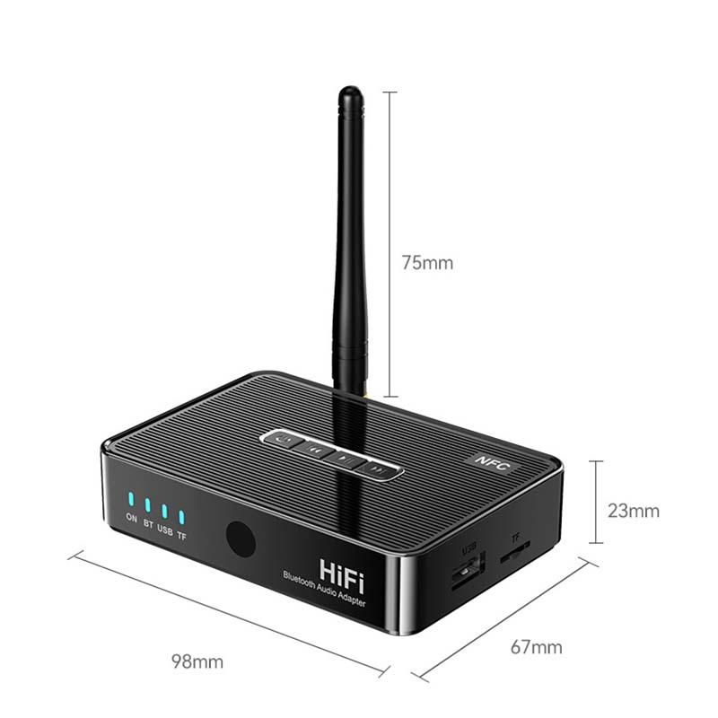 VAORLO Беспроводной адаптер NFC U-Disk TF Play с разъемом для микрофона Поддержка караоке Стерео Музыка Bluetooth-приемник Передача на большие расстояния