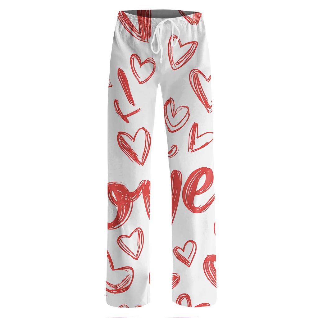 Женские модные свободные повседневные брюки с принтом ко Дню святого Валентина