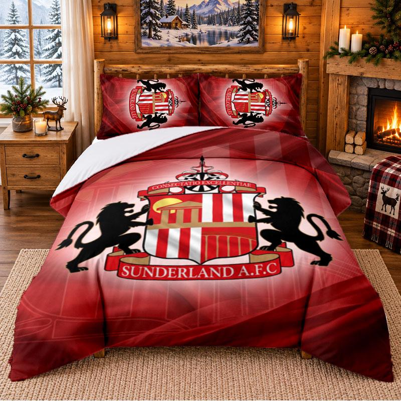 Printed 3Pcs Bedding Set Sunderland Pattern Bed Sheet Pillowcase For Bedroom Decor