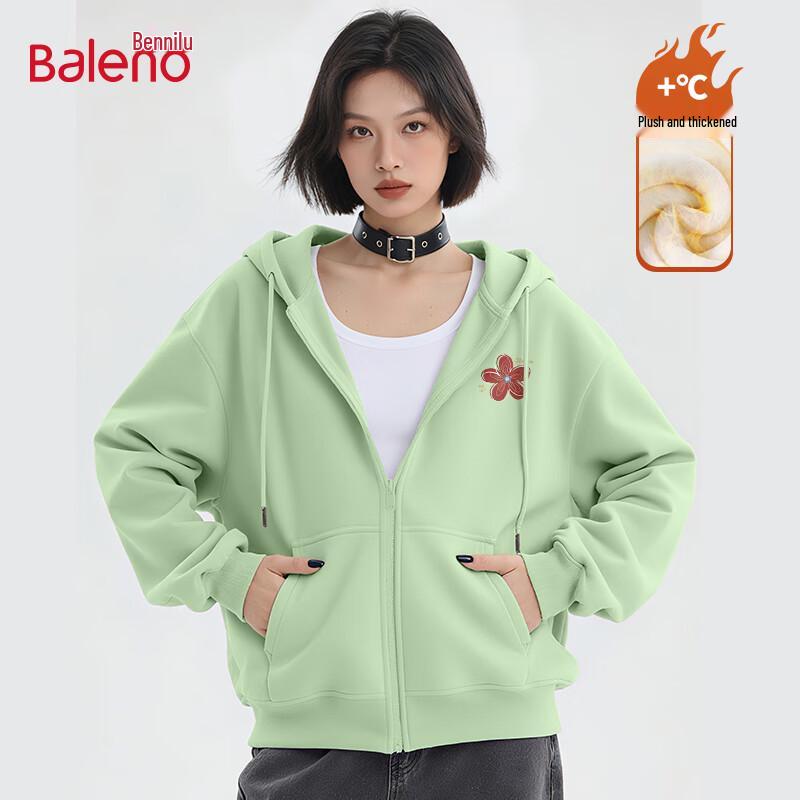 Baleno Women's Trendy Fleece-Lined Star & Floral Hoodie Jacket