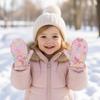 Waterproof Snow Mittens Fleece Lined Winter Gloves Cute Floral Toddler Mittens