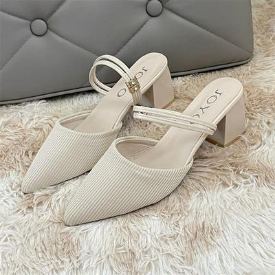 2024 Высококачественная женская обувь с закрытым носком, женские тапочки, модные тапочки больших размеров, женские сексуальные туфли с острым носком на каблуках для женщин