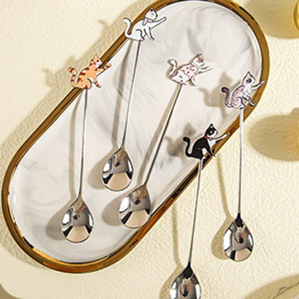 High-quality Cartoon Cat Spoon Japanese Korean Style Honey Stirring Spoon Cute Coffee Spoon