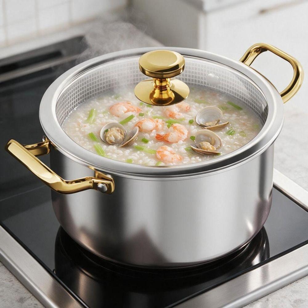with Glass Lid Non-stick Pot Honeycomb Bottom Slow Cooker Induction Cooker