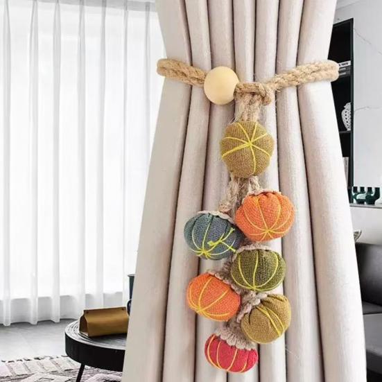 2 шт. Тыквенные подхваты для штор, регулируемые деревенские подвязки для штор, держатели для тыквенных веревочных штор для дома