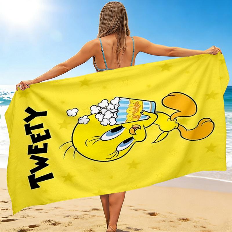 1Pc Tweety Popcorn Adventure Beach Towel, Quick Dry, Multi-Use for Beach Pool Gym Yoga Home Travel, Christmas, Halloween, Xmas Gift M929331