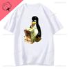 Премиальная хлопковая мужская футболка с пингвином Linux, одежда для отдыха, футболки в стиле харадзюку и манга, эстетичные футболки, винтажный юмор, уличная одежда