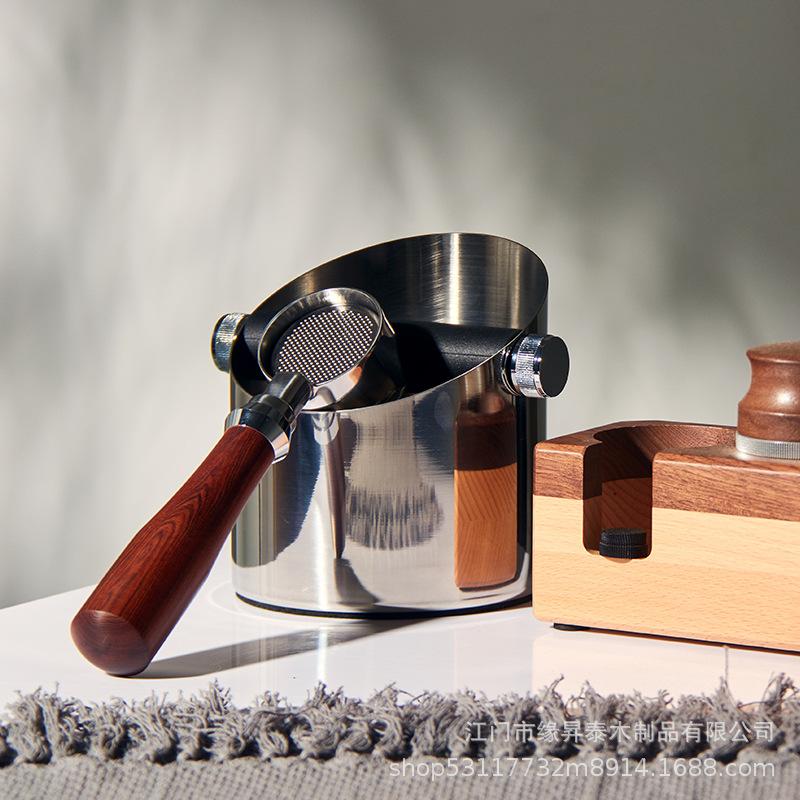Dongling 51mm 3-Ear Coffee Machine Handle 304 Stainless Steel Bottomless Portafilter Wooden Grip Coffee Accessory