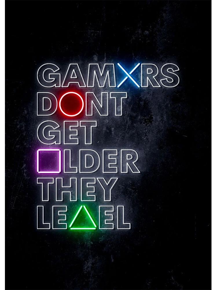 Современный неоновый эффект, плакат для игровой комнаты, игровой геймер, принты, картина на холсте, настенная художественная картина для детей, декор игровой комнаты для мальчиков, подарок