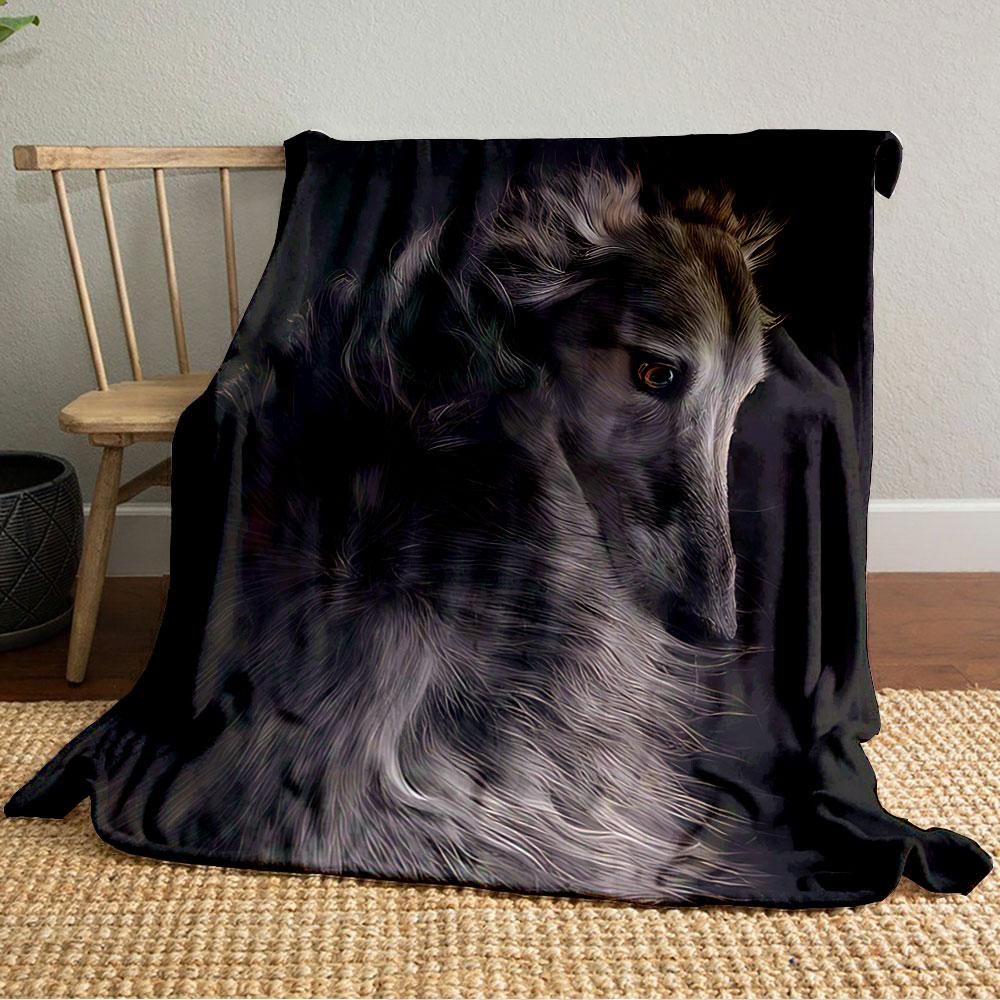 Elegant Long-Haired Dog Portrait for all seasons blanket lunch break throw gift