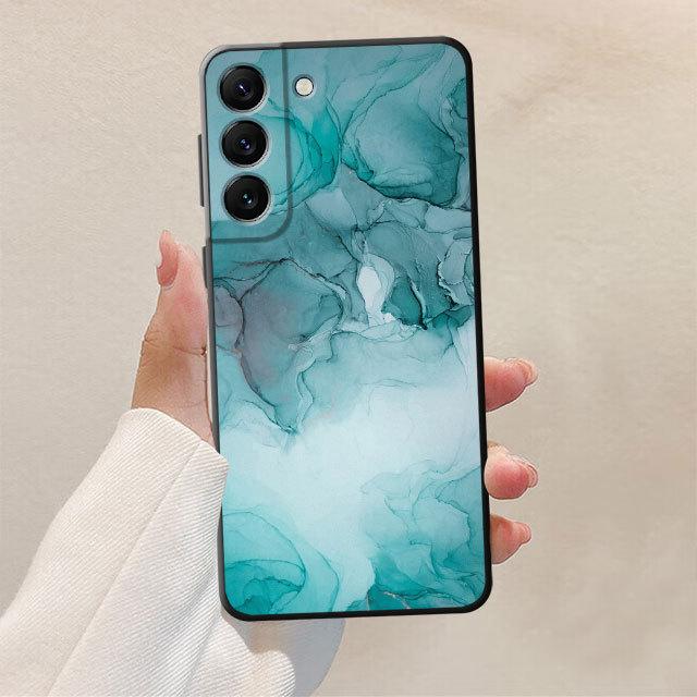 Цветной мраморный художественный чехол для телефона для Samsung Galaxy S22 Ultra 5g S21 Plus S20 Fe S7 S21 S8 S10e S10 S9, черный мягкий чехол