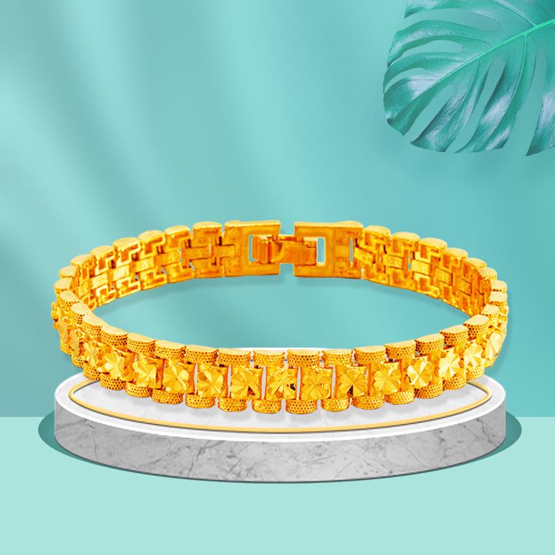 Роскошная имитация 24-каратного золота толстая цепочка для часов, мужские и женские украшения