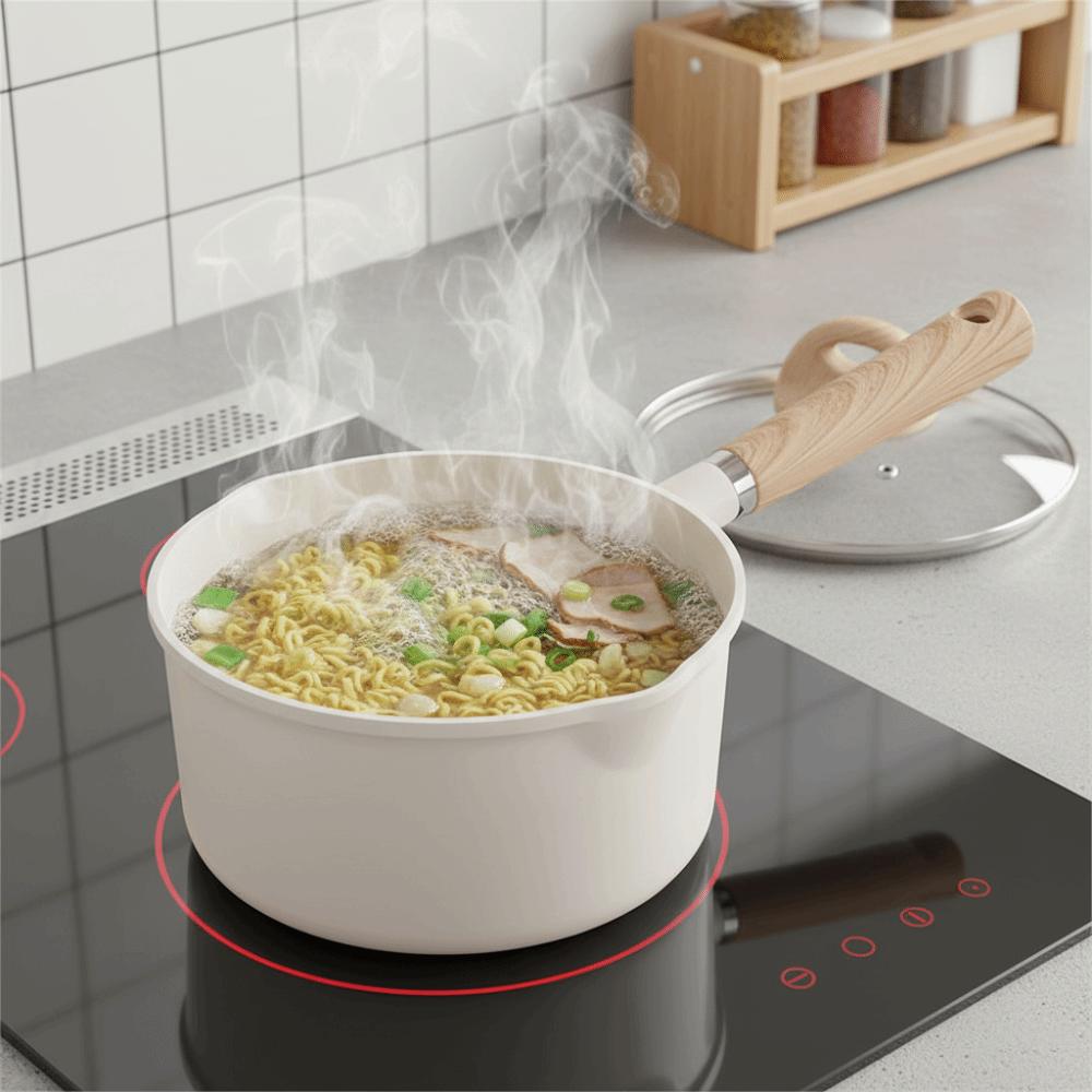 Non-stick Aluminum Zinc Zinc Alloy Milk Pot Spout Design Soup Pan Easy To Clean Saucepan  Breakfast