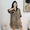 Nightgown Women's Summer Leopard Print Loose Plus Size Shirt Dress Sexy Pajamas Homewear
