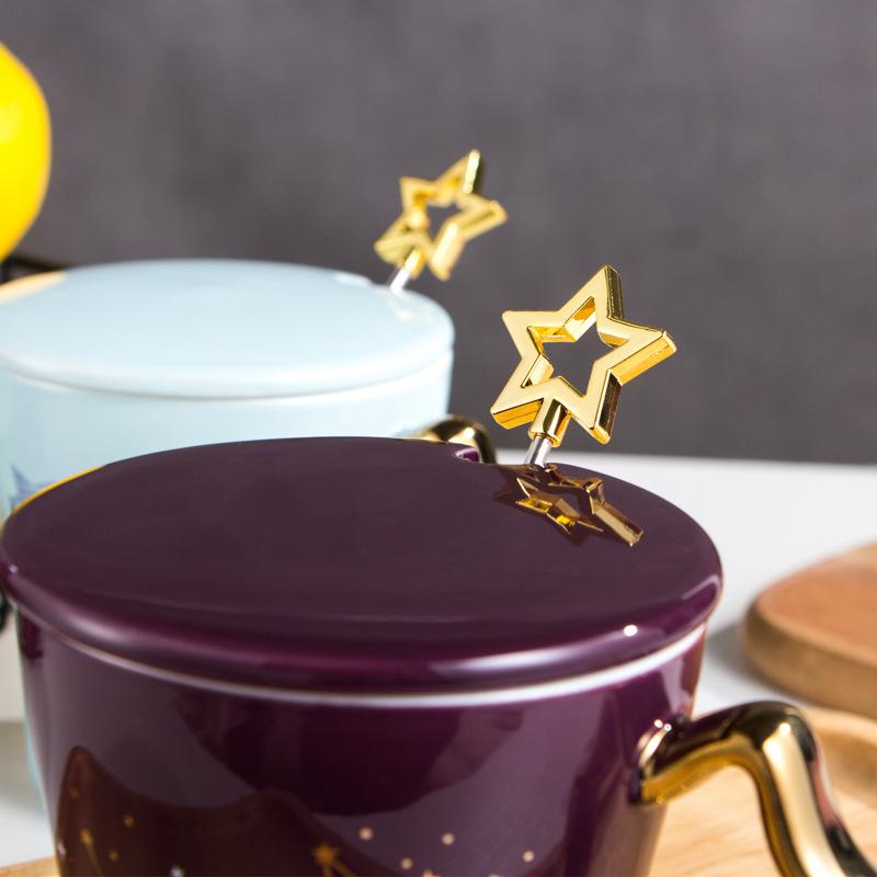 Креативная кофейная чашка Golden Star, симпатичные кружки, бесплатная доставка, чашки и кружки, посуда, чашка для чая, рождественская кружка, пивная пара, подарок.