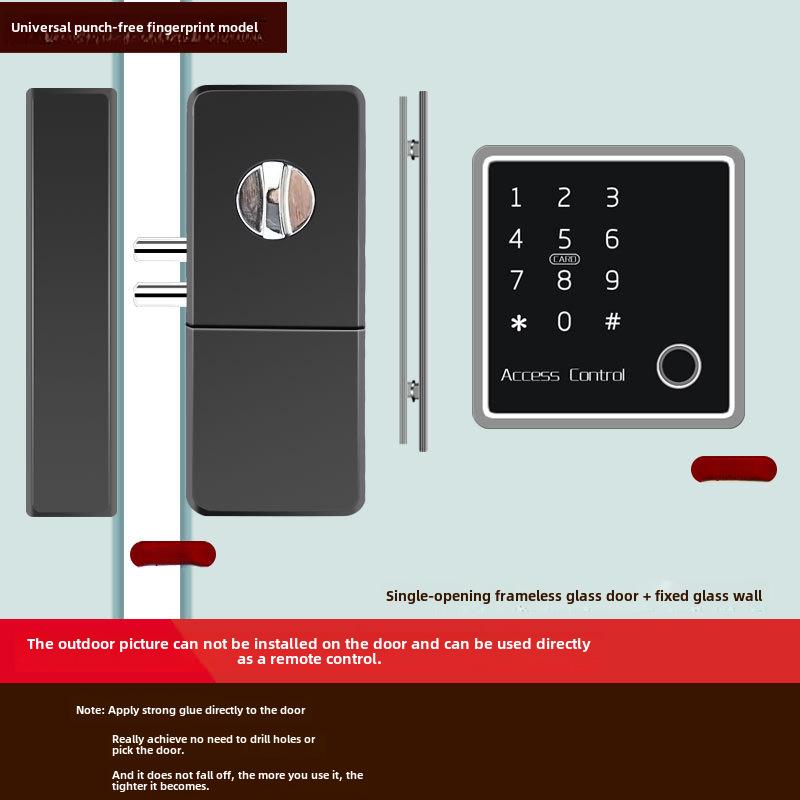 Умный замок для стеклянной двери без удара: Дистанционно управляемый замок со сканером отпечатков пальцев для одно- и двухдверных дверей
