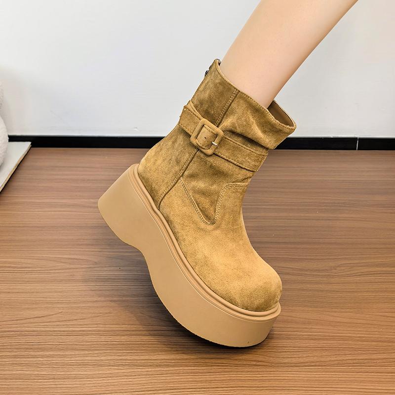 Модные ботильоны из меха, женские балетки на платформе из замши, дизайнерские туфли для платья, женские ботинки 2025, новые готические челси, женская обувь